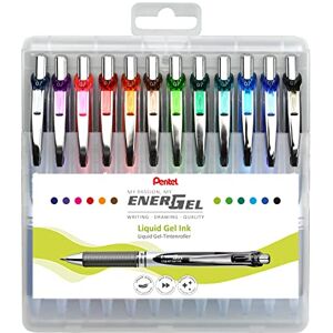 Pentel EnerGel Bolígrafo de tinta de gel con mecanismo de presión, diámetro de bola de 0,7 mm = 0,35 mm de grosor de trazo, recargable, caja de plástico, 12 unidades, colores surtidos Pentel EnerGel Bolígrafo de tinta de gel con mecanismo de presión, diámetro de bola de 0,7 mm = 0,35 mm de grosor de trazo, recargable, caja de plástico, 12 unidades, colores surtidos