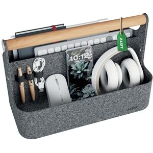 Leitz Organizador de escritorio portátil con asa, organizador portátil de escritorio de oficina con mango de madera, ideal para espacios de trabajo y oficinas de hotdesk 38 x 19 x 25,5 cm (largo x Leitz Organizador de escritorio portátil con asa, organizador portátil de escritorio de oficina con mango de madera, ideal para espacios de trabajo y oficinas de hotdesk 38 x 19 x 25,5 cm (largo x