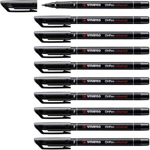 STABILO Rotulador permanente OHPen Universal punta fina permanente Pack de 10 negro STABILO Rotulador permanente OHPen Universal punta fina permanente Pack de 10 negro