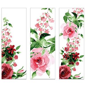 younikat Juego de 12 marcapáginas con diseño de rosa, 3 diseños, para mujeres, vintage, acuarela, rosa, rojo y verde, dv_434