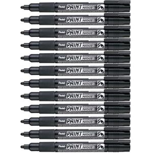 Pentel Marcador permanente Paint Marker. Máxima opacidad y permanencia en casi todas las superficies. Tinta en color negro. Pack de 12 Pentel Marcador permanente Paint Marker. Máxima opacidad y permanencia en casi todas las superficies. Tinta en color negro. Pack de 12