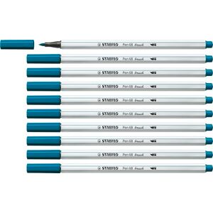 STABILO Rotulador premium con punta de pincel para grosores de línea variables Pen 68 brush Pack de 10 azul turquesa STABILO Rotulador premium con punta de pincel para grosores de línea variables Pen 68 brush Pack de 10 azul turquesa