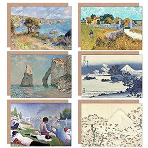Artery8 Hokusai Van Gogh Seurat Monet Renoir Paisajes Flores Mezclados Tarjetas de Saludo Pack de 6 Artery8 Hokusai Van Gogh Seurat Monet Renoir Paisajes Flores Mezclados Tarjetas de Saludo Pack de 6
