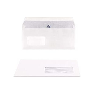 Oxford Caja de 500 sobres, 110 x 220 mm, con ventana de formato 35 x 100 mm, blanco Oxford Caja de 500 sobres, 110 x 220 mm, con ventana de formato 35 x 100 mm, blanco