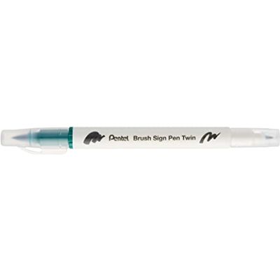 Pentel Rotulador de punta doble color verde oscuro, paquete de 10 Pentel Rotulador de punta doble color verde oscuro, paquete de 10