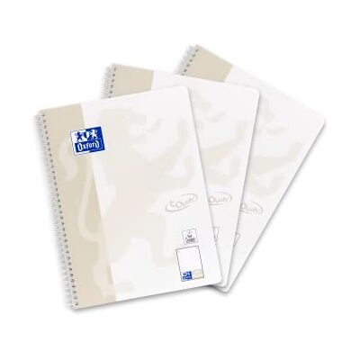 Oxford Touch Cuaderno de notas (tamaño A4, cuadriculado, 160 páginas, 3 unidades), color gris claro Oxford Touch Cuaderno de notas (tamaño A4, cuadriculado, 160 páginas, 3 unidades), color gris claro