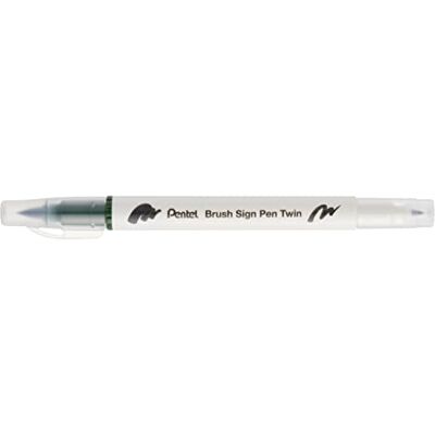 Pentel Rotulador Brush Sign Pen Twin, color verde oliva. Pack 10 Pentel Rotulador Brush Sign Pen Twin, color verde oliva. Pack 10