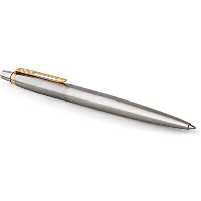 PARKER Jotter Bolígrafo de gel Acero inoxidable con detalle dorado Punta mediana Tinta negra (0,7 mm) PARKER Jotter Bolígrafo de gel Acero inoxidable con detalle dorado Punta mediana Tinta negra (0,7 mm)