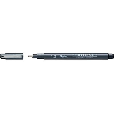 Pentel Pointliner , rotulador de punta fina, negro, resistente al agua y a la luz, 1,0 mm, 12 unidades Pentel Pointliner , rotulador de punta fina, negro, resistente al agua y a la luz, 1,0 mm, 12 unidades