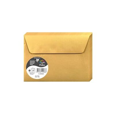 Clairefontaine Un paquet de 20 enveloppes Pollen auto-adhésives 11,4x16,2 cm 120g, Or Clairefontaine Un paquet de 20 enveloppes Pollen auto-adhésives 11,4x16,2 cm 120g, Or