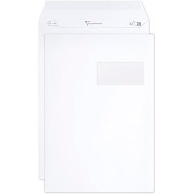 Clairefontaine Caja de 250 sobres C4 blancos 229 x 324 mm Autoadhesivos 120 g/m² Ventana de celofán 50 x 100 (posición 50/20) Clairefontaine Caja de 250 sobres C4 blancos 229 x 324 mm Autoadhesivos 120 g/m² Ventana de celofán 50 x 100 (posición 50/20)