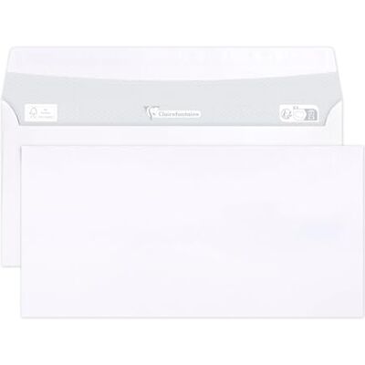 Clairefontaine Caja de 500 sobres blancos C6/5 114 x 229 mm Autoadhesivos 80 g/m² Clairefontaine Caja de 500 sobres blancos C6/5 114 x 229 mm Autoadhesivos 80 g/m²