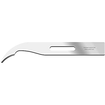 SWANN-MORTON Cuchilla cortadora de puntadas, en acero al carbono, desechable, estéril, 100 cuchillas empaquetadas individualmente en papel de aluminio. SWANN-MORTON Cuchilla cortadora de puntadas, en acero al carbono, desechable, estéril, 100 cuchillas empaquetadas individualmente en papel de aluminio.