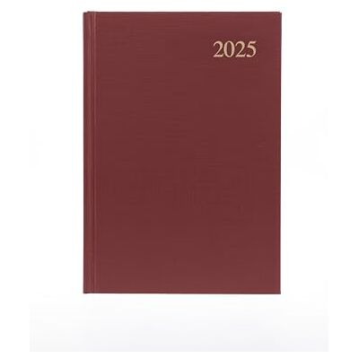 Collins Essential Agenda de negocios 2025, agenda diaria por página A5 con tapa dura de grano de cuero, granate, Collins Essential Agenda de negocios 2025, agenda diaria por página A5 con tapa dura de grano de cuero, granate,