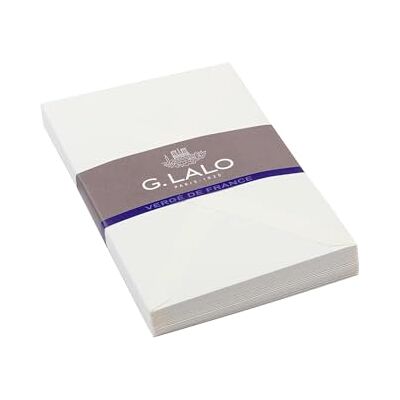 G. Lalo G.Lalo Lalo 21400L Un paquet de 25 enveloppes doublées gommées 11,4x16,2 cm, Vergé de France, Blanc G. Lalo G.Lalo Lalo 21400L Un paquet de 25 enveloppes doublées gommées 11,4x16,2 cm, Vergé de France, Blanc