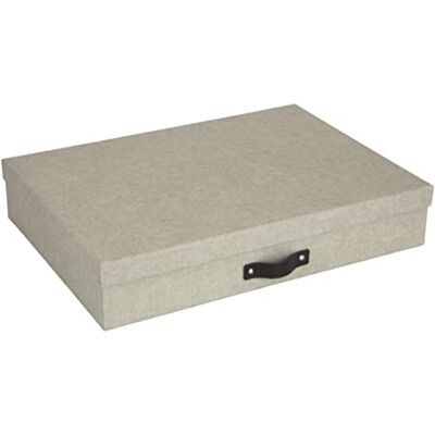 Bigso Box of Sweden Caja archivadora para documentos en formato A3 – Organizador de cartas con tapa y asa – Caja de almacenamiento con tapa de tablero de fibras y papel con aspecto de lino – beige Bigso Box of Sweden Caja archivadora para documentos en formato A3 – Organizador de cartas con tapa y asa – Caja de almacenamiento con tapa de tablero de fibras y papel con aspecto de lino – beige