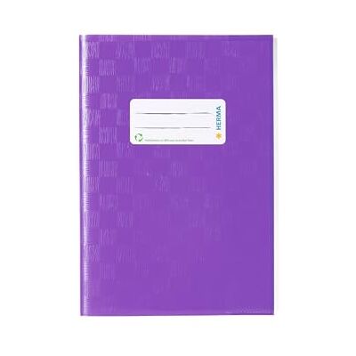 HERMA Cubierta de rafia púrpura A5, con etiqueta y estructura de rafia, hecha de película de polipropileno duradera y fácil de limpiar, protector para cuadernos. HERMA Cubierta de rafia púrpura A5, con etiqueta y estructura de rafia, hecha de película de polipropileno duradera y fácil de limpiar, protector para cuadernos.