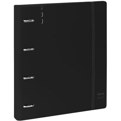 Safta Archivador 4 Anillas 35 mm A4 PP Foam con Recambio 100 Hojas 90g y 5 Separadores, Carpesano Carpeta Anillas A4 Cierre de Goma y Apertura 360°, Negro Safta Archivador 4 Anillas 35 mm A4 PP Foam con Recambio 100 Hojas 90g y 5 Separadores, Carpesano Carpeta Anillas A4 Cierre de Goma y Apertura 360°, Negro