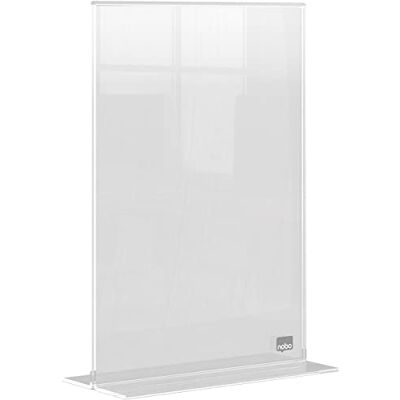 Nobo Panel Publicitario Acrílico con Soporte, Tamaño A5, Sin Marco, Doble Cara, Soporte de Sobremesa Integrado, Premium Plus, Transparente, Nobo Panel Publicitario Acrílico con Soporte, Tamaño A5, Sin Marco, Doble Cara, Soporte de Sobremesa Integrado, Premium Plus, Transparente,
