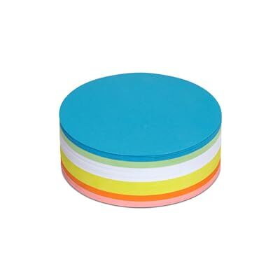 MAUL Tarjetas redondas 250 uds multicolor para talleres blanco azul amarillo verde naranja rojo, papel 150 g/m², Ø 13,5 cm, sin impresión, facilita ordenar ideas MAUL Tarjetas redondas 250 uds multicolor para talleres blanco azul amarillo verde naranja rojo, papel 150 g/m², Ø 13,5 cm, sin impresión, facilita ordenar ideas