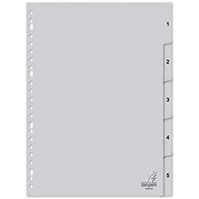Kangaro A4 Index PP 120 Micron 23r. 5 Piezas Gris Kangaro A4 Index PP 120 Micron 23r. 5 Piezas Gris
