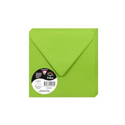 Clairefontaine Un paquet de 20 enveloppes Pollen gommées 14x14 cm 120g, Vert menthe Clairefontaine Un paquet de 20 enveloppes Pollen gommées 14x14 cm 120g, Vert menthe