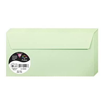 Clairefontaine Paquete de 50 Sobres Autoadhesivos Formato DL 11x22cm 120g/m² Color Verde Invitación a Eventos y Correspondencia Gama Pollen Papel Premium Clairefontaine Paquete de 50 Sobres Autoadhesivos Formato DL 11x22cm 120g/m² Color Verde Invitación a Eventos y Correspondencia Gama Pollen Papel Premium