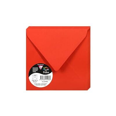 Clairefontaine 50078 C Pack de 20 sobres Pollen 140 x 140 mm, color rojo coral 14 x 14 x 0.10 Clairefontaine 50078 C Pack de 20 sobres Pollen 140 x 140 mm, color rojo coral 14 x 14 x 0.10