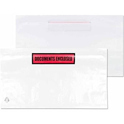 Blake Purely Packaging Sobres portadocumentos adhesivos, 1000 unidades, plástico, DL, 235 x 135 mm, texto "Documents Enclosed Blake Purely Packaging Sobres portadocumentos adhesivos, 1000 unidades, plástico, DL, 235 x 135 mm, texto "Documents Enclosed