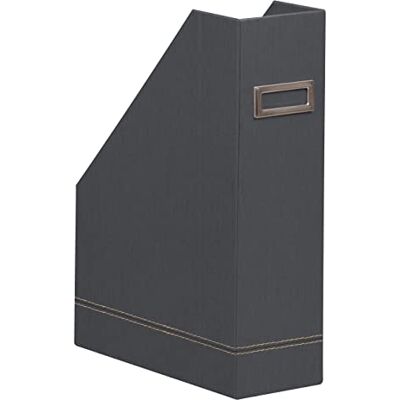 Rhodia Revistero de titanio 10x25x31 cm Pespuntes naranjas Exterior de piel sintética Colección Home Office rama Organización de oficina y almacenamiento de diseñador Rhodia Revistero de titanio 10x25x31 cm Pespuntes naranjas Exterior de piel sintética Colección Home Office rama Organización de oficina y almacenamiento de diseñador