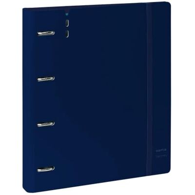 Safta Archivador 4 Anillas 35 mm A4 PP Foam con Recambio 100 Hojas 90g y 5 Separadores, Carpesano Carpeta Anillas A4 Cierre de Goma y Apertura 360°, Azul Marino Safta Archivador 4 Anillas 35 mm A4 PP Foam con Recambio 100 Hojas 90g y 5 Separadores, Carpesano Carpeta Anillas A4 Cierre de Goma y Apertura 360°, Azul Marino