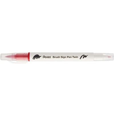 Pentel Rotulador Brush Sign Pen Twin, color rojo. Pack 10 Pentel Rotulador Brush Sign Pen Twin, color rojo. Pack 10
