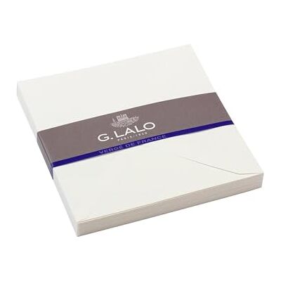 Clairefontaine Lalo Un paquet de 25 enveloppes doublées gommées 16,5x16,5 cm, Vergé de France, Blanc Clairefontaine Lalo Un paquet de 25 enveloppes doublées gommées 16,5x16,5 cm, Vergé de France, Blanc