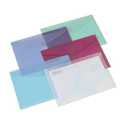 Rexel Paquete de 6 sobres de plástico con broche, colores surtidos Rexel Paquete de 6 sobres de plástico con broche, colores surtidos