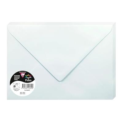 Clairefontaine Un paquet de 20 enveloppes Pollen gommées 16,2x22,9 cm 120g, Bleu Clairefontaine Un paquet de 20 enveloppes Pollen gommées 16,2x22,9 cm 120g, Bleu