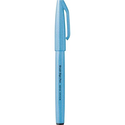 Pentel Rotulador punta pincel Brush Sign Pen punta de fibra. Color azul fluorescente. Pack 10 Pentel Rotulador punta pincel Brush Sign Pen punta de fibra. Color azul fluorescente. Pack 10