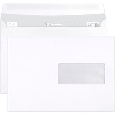 Clairefontaine Caja de 500 sobres C5 blancos 162 x 229 mm Autoadhesivos 90 g/m² Ventana de PET 45 x 100 (posición 62/20) Clairefontaine Caja de 500 sobres C5 blancos 162 x 229 mm Autoadhesivos 90 g/m² Ventana de PET 45 x 100 (posición 62/20)