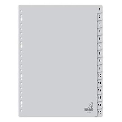 Kangaro Registro DIN A4 Número PP 120 Micron 23rs 15 Piezas Gris Kangaro Registro DIN A4 Número PP 120 Micron 23rs 15 Piezas Gris