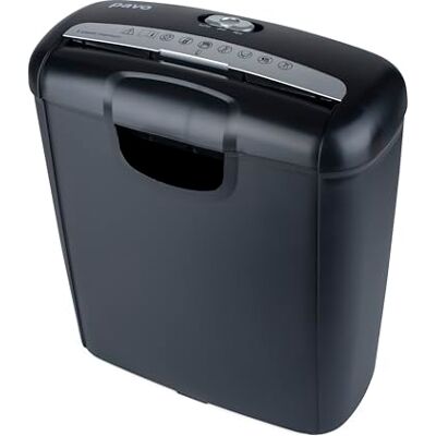 Pavo Destructor de Documentos Premium hasta 6 Hojas, Corte en Bandas, Destructor de Tarjetas de crédito con Papelera, 10 L, Negro, 8029310 Pavo Destructor de Documentos Premium hasta 6 Hojas, Corte en Bandas, Destructor de Tarjetas de crédito con Papelera, 10 L, Negro, 8029310