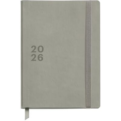 Miquelrius Agenda 2026 día por página, Similar A5+ (155 x 213 mm), Planificación diaria, Cubierta cosida símil piel, Papel 100 g/m², Cierre goma y corte tintado a tono, Español-EN-PT, Gris Miquelrius Agenda 2026 día por página, Similar A5+ (155 x 213 mm), Planificación diaria, Cubierta cosida símil piel, Papel 100 g/m², Cierre goma y corte tintado a tono, Español-EN-PT, Gris