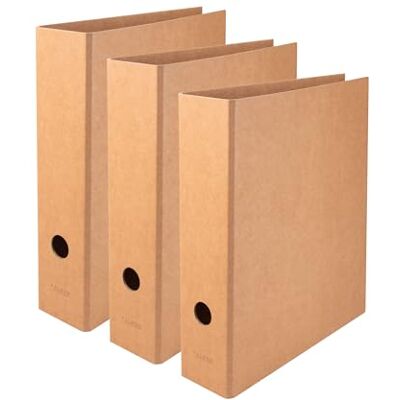FALKEN Pack de 3 Archivadores Pure Nature, Made in Germany, 8 cm, Formato DIN A4, Color Marrón, Vegano, de estilo minimalista, más resistentes y duraderos, de cartón natural sin tratar FALKEN Pack de 3 Archivadores Pure Nature, Made in Germany, 8 cm, Formato DIN A4, Color Marrón, Vegano, de estilo minimalista, más resistentes y duraderos, de cartón natural sin tratar