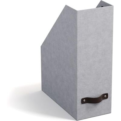Bigso Box of Sweden BIGSO ESTELLE Revistero para revistas, revistas y archivos, práctico organizador de tablero de fibra y papel con aspecto de lino, soporte para revistas estable con asa, color gris claro Bigso Box of Sweden BIGSO ESTELLE Revistero para revistas, revistas y archivos, práctico organizador de tablero de fibra y papel con aspecto de lino, soporte para revistas estable con asa, color gris claro