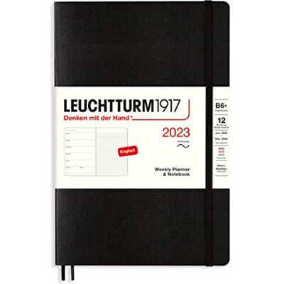 LEUCHTTURM1917 calendario semanal y cuaderno de notas Tapa blanda Paperback (B6+) 2023, 12 meses, Negro, Inglés LEUCHTTURM1917 calendario semanal y cuaderno de notas Tapa blanda Paperback (B6+) 2023, 12 meses, Negro, Inglés