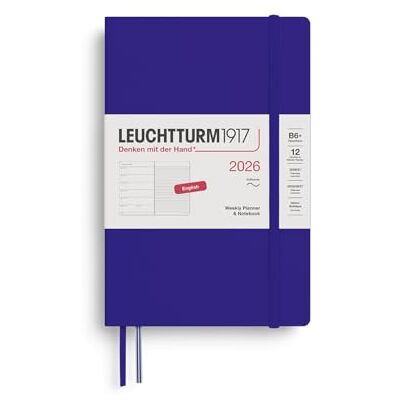 LEUCHTTURM1917 calendario semanal y cuaderno de notas Paperback (B6+) 2026, tapa blanda, Ink, Inglés LEUCHTTURM1917 calendario semanal y cuaderno de notas Paperback (B6+) 2026, tapa blanda, Ink, Inglés