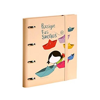 PARDO Carpeta 4 anillas con recambio diseño Sueños,Serie Muxote PARDO Carpeta 4 anillas con recambio diseño Sueños,Serie Muxote