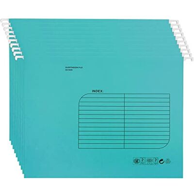 SOYIRI 25 Piezas Colgantes A4,Archivadores Colgante(Azul) con Pestañas e Inserciones de Tarjetas,para Escuela Hogar, Oficina SOYIRI 25 Piezas Colgantes A4,Archivadores Colgante(Azul) con Pestañas e Inserciones de Tarjetas,para Escuela Hogar, Oficina