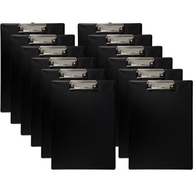 Idena 90292 Portapapeles para DIN A4, 12 unidades, formato vertical, portapapeles revestido de PVC negro, certificado FSC-Rec Idena 90292 Portapapeles para DIN A4, 12 unidades, formato vertical, portapapeles revestido de PVC negro, certificado FSC-Rec