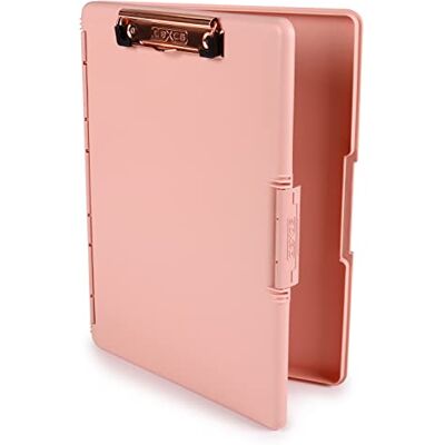 Dexas Slimcase 2 portapapeles de almacenamiento con apertura lateral, color rosa rubor con clip de oro rosa, portapapeles de suministros de oficina para transportar y almacenar, soporte A4, combina Dexas Slimcase 2 portapapeles de almacenamiento con apertura lateral, color rosa rubor con clip de oro rosa, portapapeles de suministros de oficina para transportar y almacenar, soporte A4, combina