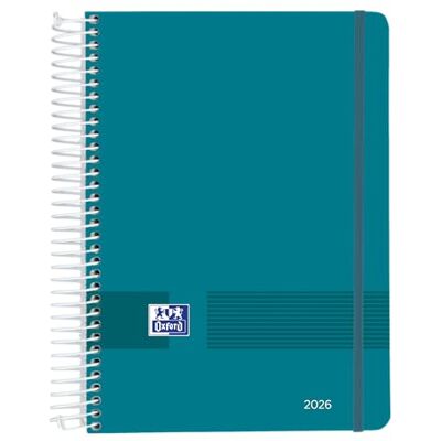 Oxford Live & Go, Agenda 2026 Día Por Página, A5, Tapa Plástico con Espiral, Español, Color Aqua Oxford Live & Go, Agenda 2026 Día Por Página, A5, Tapa Plástico con Espiral, Español, Color Aqua
