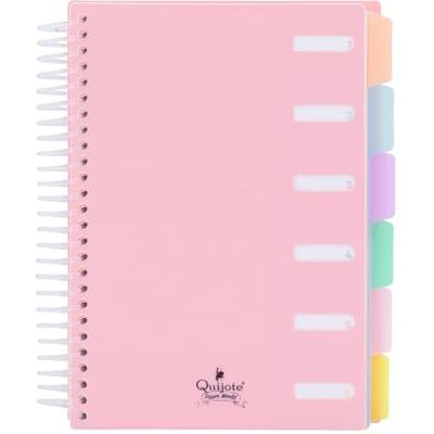 Starplast Bloc Libreta A5 Con Separadores Cuadriculado 5x5mm, Espiral transparente, tapa plástico, 120 hojas, 4 colores Rosa Pastel Starplast Bloc Libreta A5 Con Separadores Cuadriculado 5x5mm, Espiral transparente, tapa plástico, 120 hojas, 4 colores Rosa Pastel